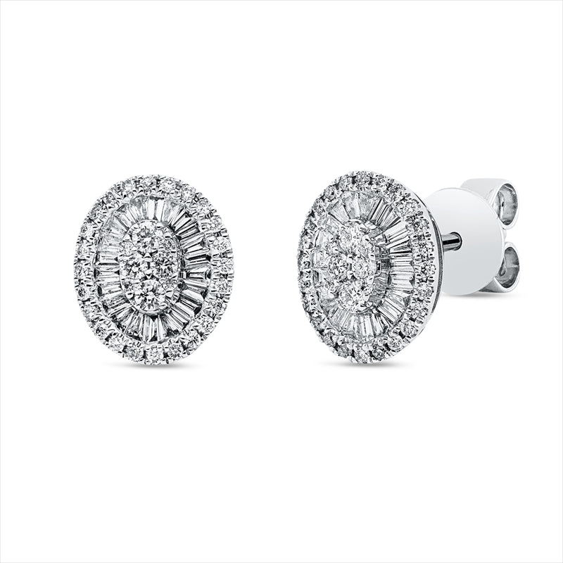 Ohrstecker 18 kt WG, 41 Trap. 0,23 ct, F-si, 64 Brill. 0,25 ct, F-si