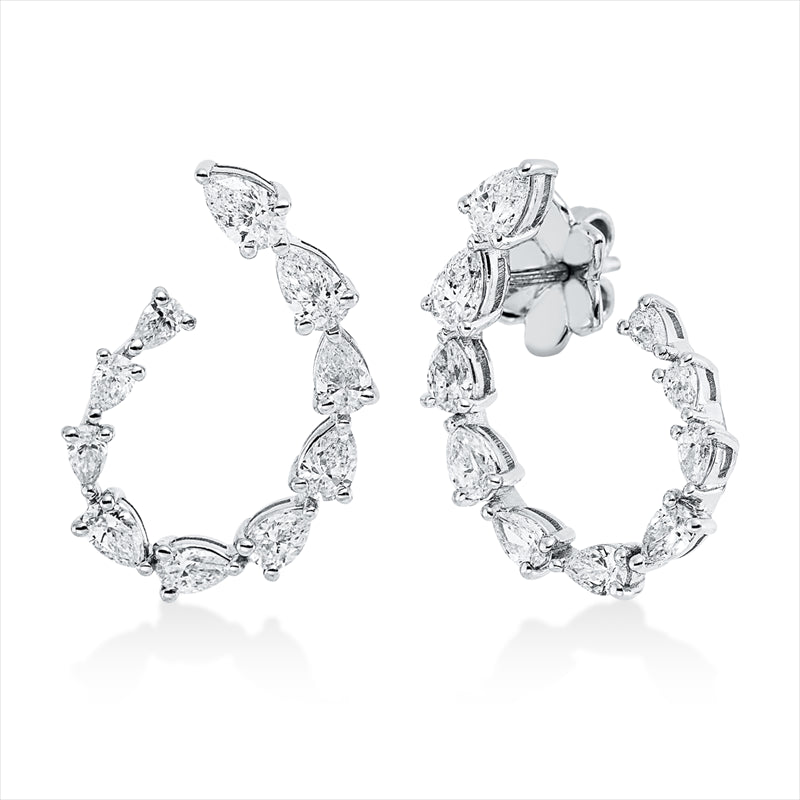 Ohrschmuck 18 kt WG, 10 Tropfen 0,94 ct, F-si, 4 Tropfen 0,62 ct, F-si, 6 Tropfen 0,29 ct, F-si