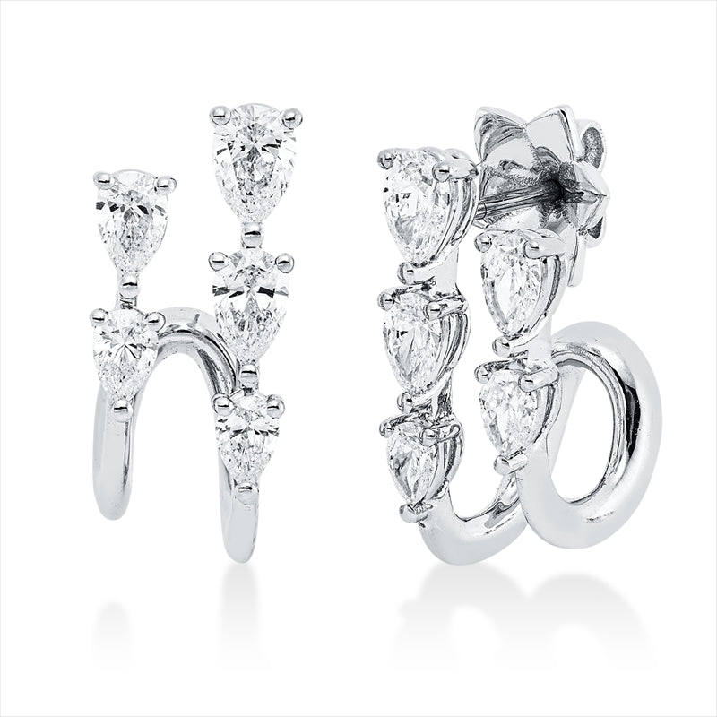 Ohrschmuck 18 kt WG, 4 Tropfen 0,56 ct, F-si, 2 Tropfen 0,40 ct, F-si, 4 Tropfen 0,40 ct, F-si