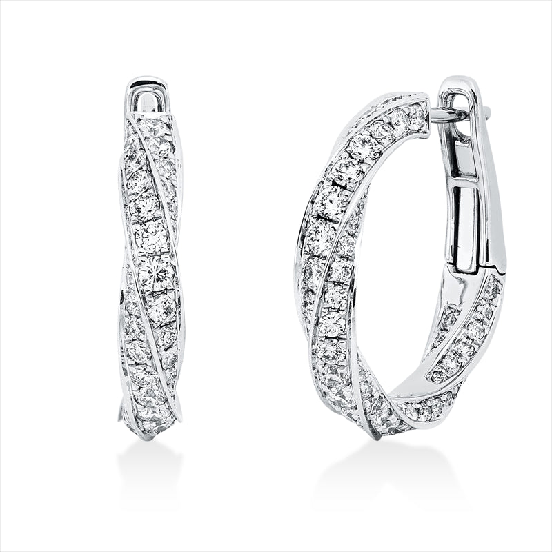 Creolen 18 kt WG, 50 Brill. 0,69 ct, TW-si, 26 Brill. 0,76 ct, TW-si, 118 Brill. 0,64 ct, TW-si