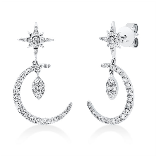 Ohrschmuck 18 kt WG, 28 Brill. 0,42 ct, TW-si, 18 Brill. 0,52 ct, TW-si, 40 Brill. 0,15 ct, TW-si