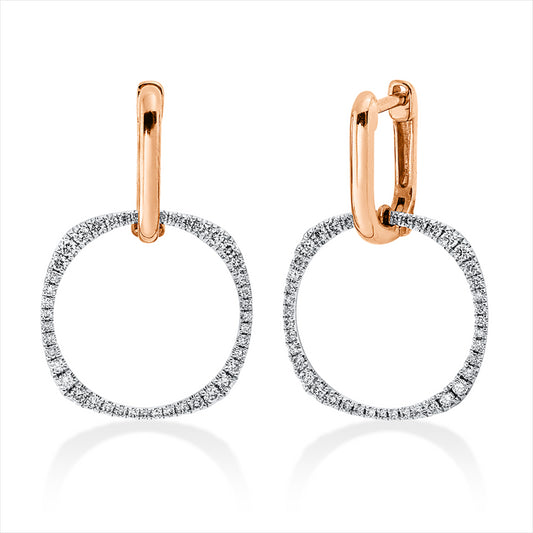Ohrschmuck 18 kt RG+WG, Fassung rhodiniert, 86 Brill. 0,44 ct, I-si