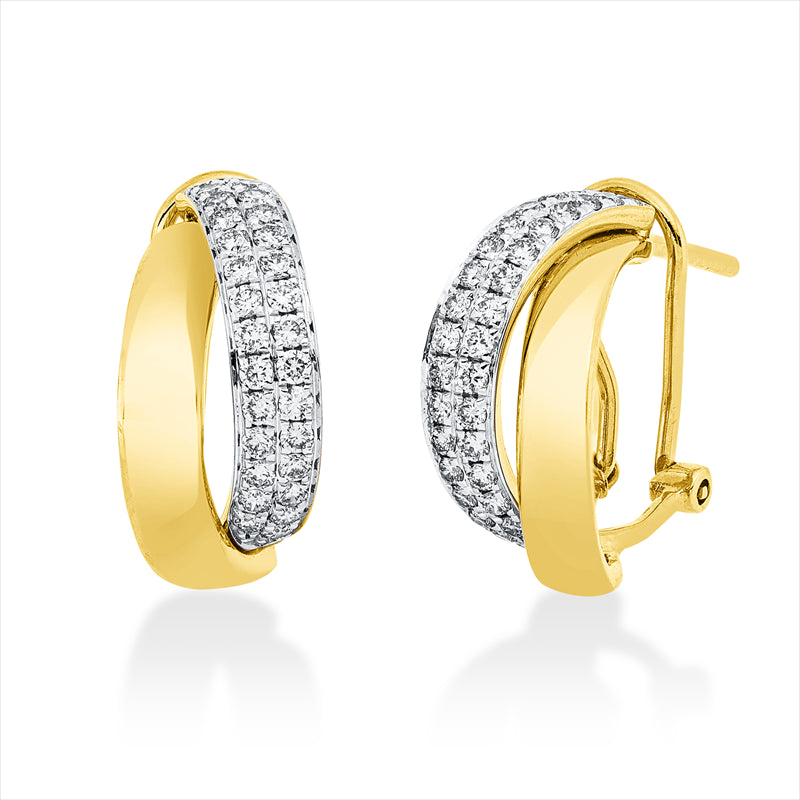 Creolen 18 kt GG+WG, 64 Brill. 0,66 ct, I-si