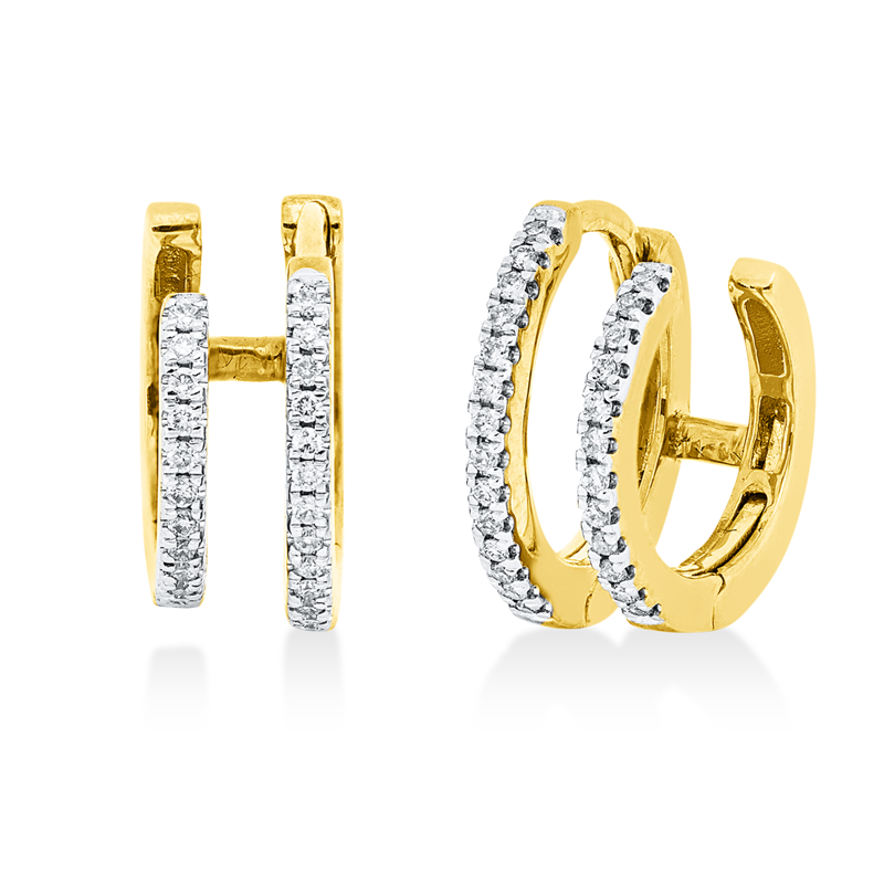 Creolen 18 kt GG+WG, 52 Brill. 0,15 ct, I-si