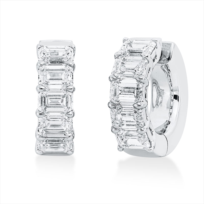 Creolen 18 kt WG, 10 Sm.schliff 3,03 ct, TW-vsi