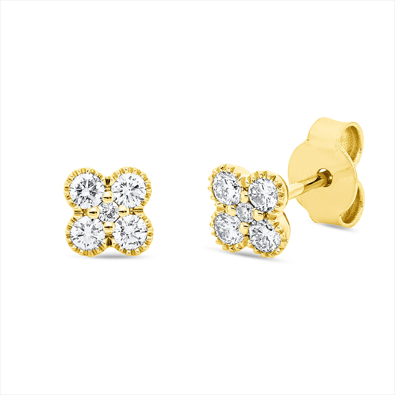 Ohrstecker 18 kt GG, 8 Brill. 0,34 ct, TW-si, 2 Brill. 0,02 ct, TW-si