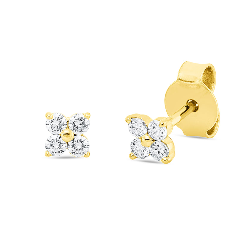 Ohrstecker 18 kt GG, 8 Brill. 0,20 ct, TW-si