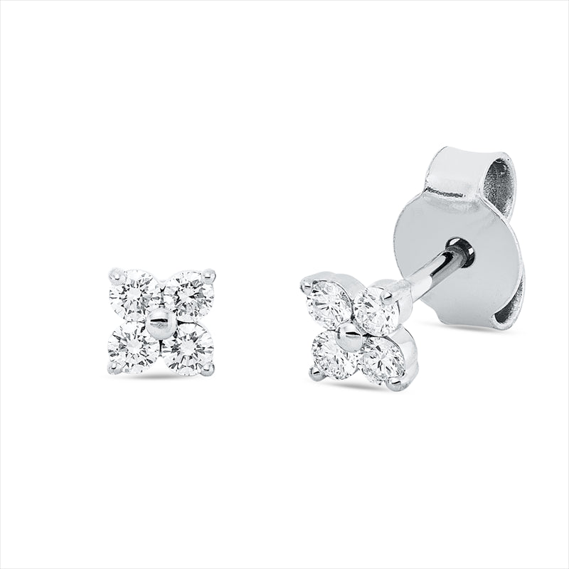 Ohrstecker 18 kt WG, 8 Brill. 0,20 ct, TW-si