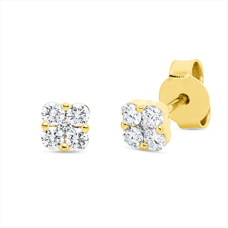 Ohrstecker 18 kt GG, 8 Brill. 0,34 ct, TW-si, 2 Brill. 0,04 ct, TW-si