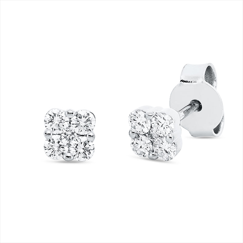 Ohrstecker 18 kt WG, 8 Brill. 0,34 ct, TW-si, 2 Brill. 0,04 ct, TW-si