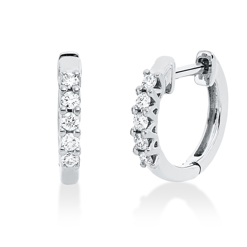 Creolen 18 kt WG, 10 Brill. 0,19 ct, TW-si