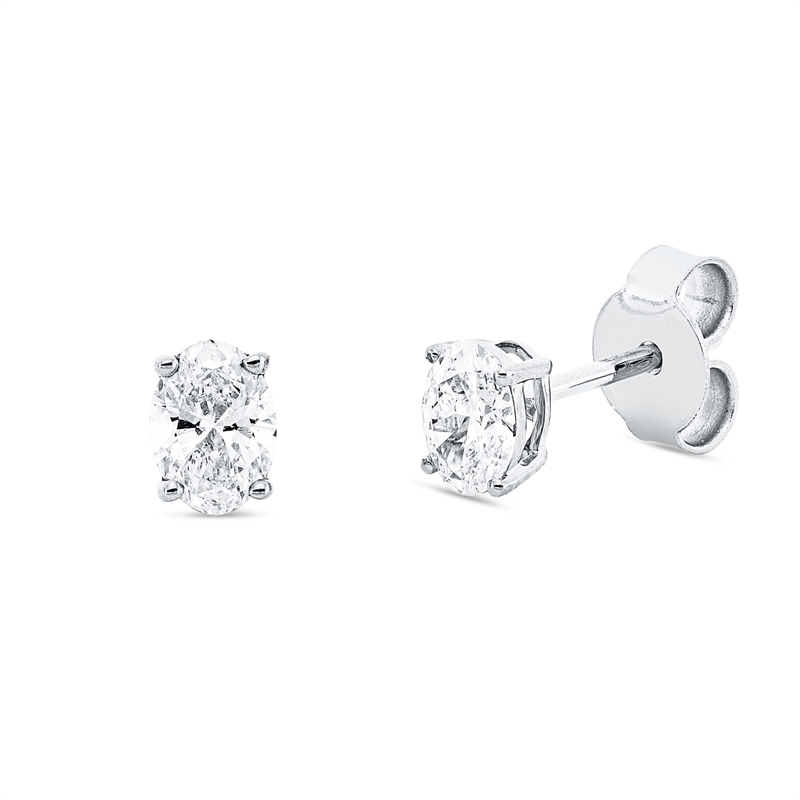 Ohrstecker 18 kt WG, GIA 1529768495, GIA 6522350965, 1 Oval 0,31 ct, D-vs1, 1 Oval 0,30 ct, D-vs1