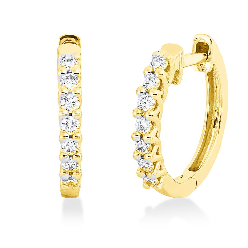 Creolen 18 kt GG, 14 Brill. 0,26 ct, TW-si
