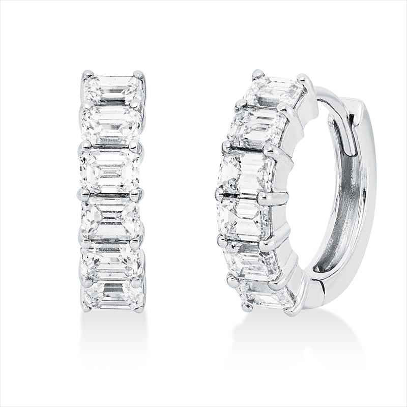 Creolen 18 kt WG, 12 Sm.schliff 1,26 ct, F-si