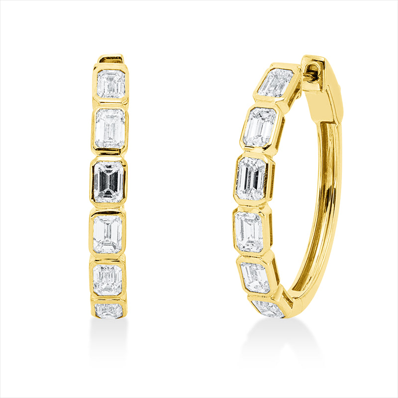 Creolen 18 kt GG, 12 Sm.schliff 2,85 ct, F-vsi/si