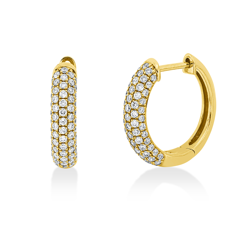 Creolen 18 kt GG, 128 Brill. 0,58 ct, W-si/pi
