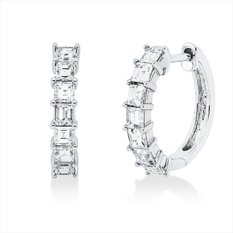 Creolen 18 kt WG, 14 Sm.schliff 1,11 ct, TW-vsi/si