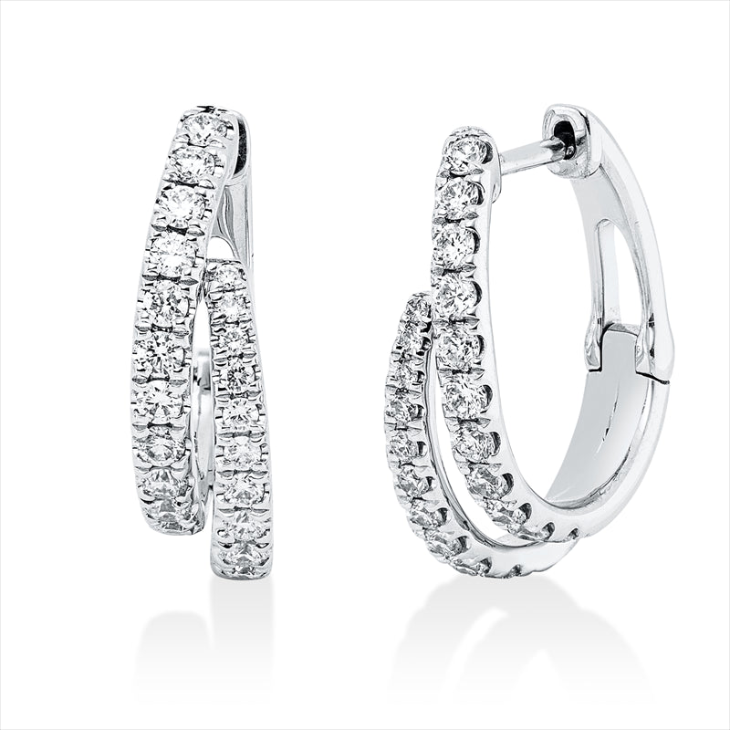 Creolen 18 kt WG, 8 Brill. 0,05 ct, TW-si, 34 Brill. 0,57 ct, TW-si