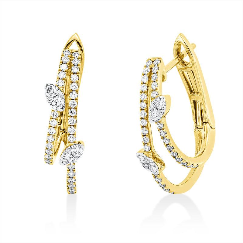 Creolen 18 kt GG+WG, 8 Brill. 0,15 ct, TW-si, 72 Brill. 0,32 ct, TW-si