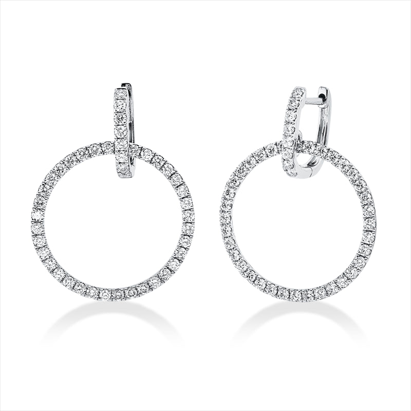 Ohrschmuck 18 kt WG, 88 Brill. 1,26 ct, TW-si