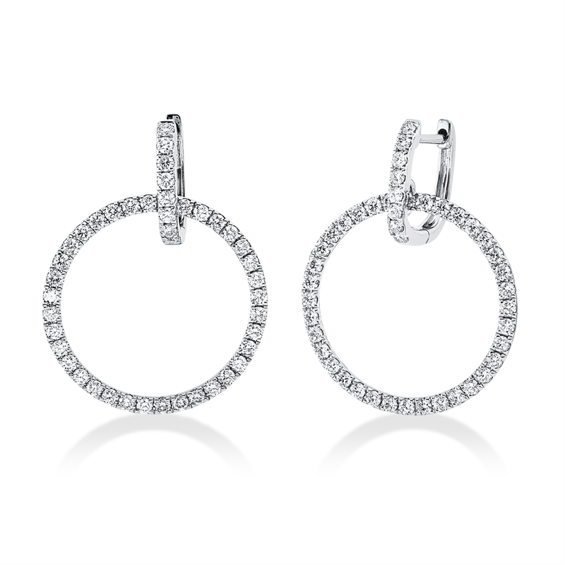 Ohrschmuck 18 kt WG, 88 Brill. 1,26 ct, TW-si