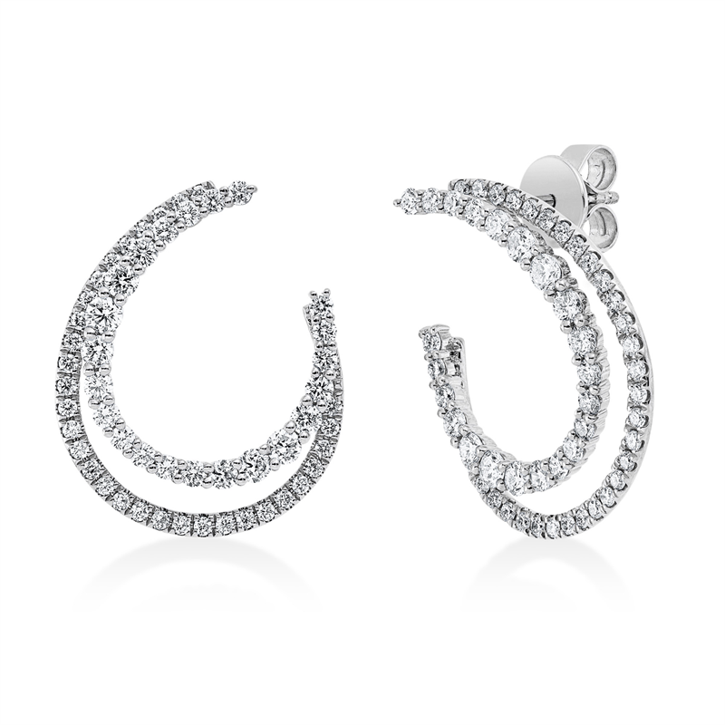 Ohrstecker 18 kt WG, 20 Brill. 0,72 ct, TW-si, 86 Brill. 0,99 ct, TW-si