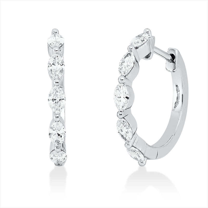 Creolen 18 kt WG, 10 Nav. 0,55 ct, F-vsi