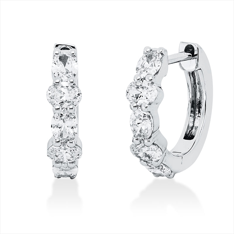 Creolen 18 kt WG, 10 Oval 0,60 ct, F-si