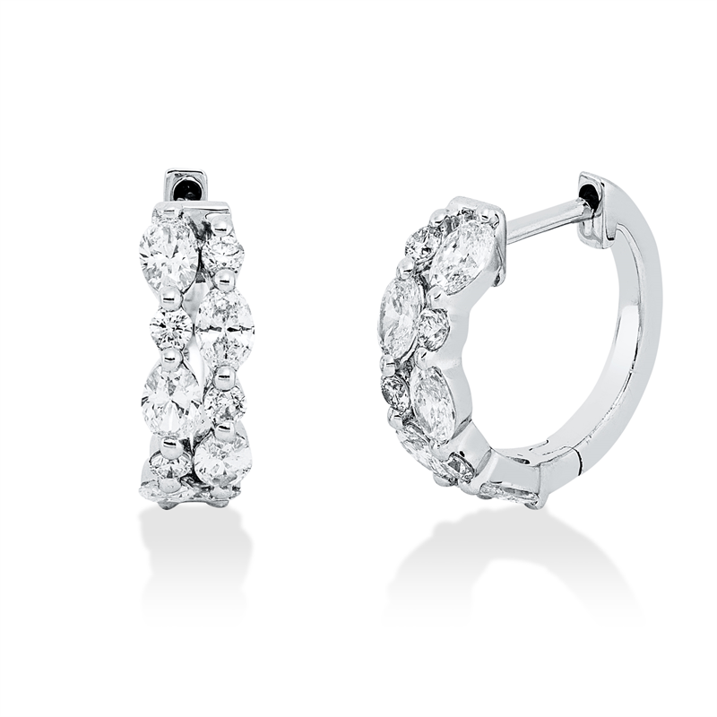 Creolen 18 kt WG, 20 Fant-Schl. 0,70 ct, TW-si
