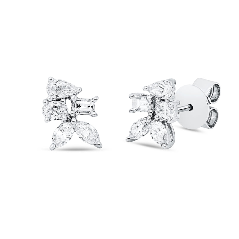 Ohrstecker 18 kt WG, 10 Fant-Schl. 0,84 ct, F-vsi/si