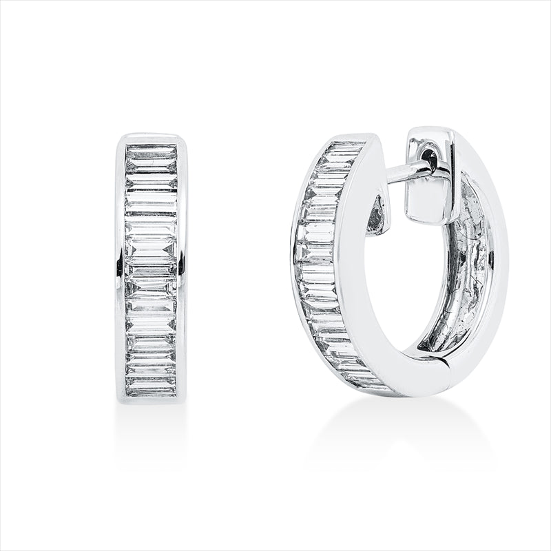 Creolen 18 kt WG, 30 Bag. 0,91 ct, TW-vsi