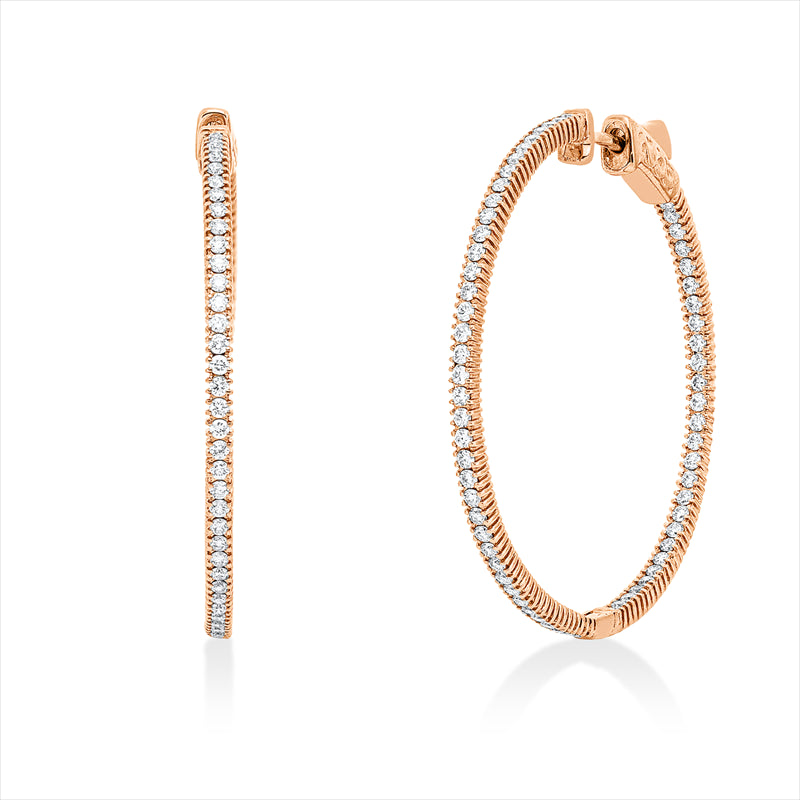 Creolen 18 kt RG, 130 Brill. 1,27 ct, F-si