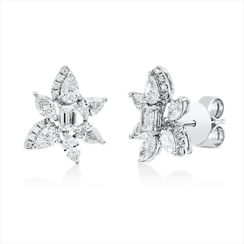Creolen 14 kt WG, 22 Brill. 0,15 ct, TW-si, 2 Rubine 1,55 ct rot