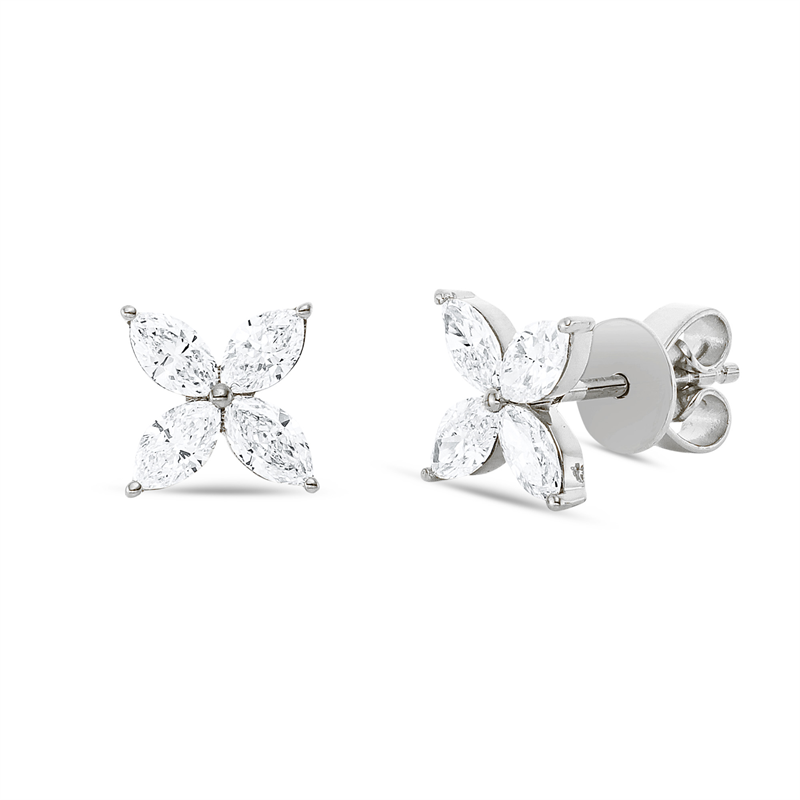 Ohrstecker 18 kt WG, 8 Nav. 0,71 ct, TW-si