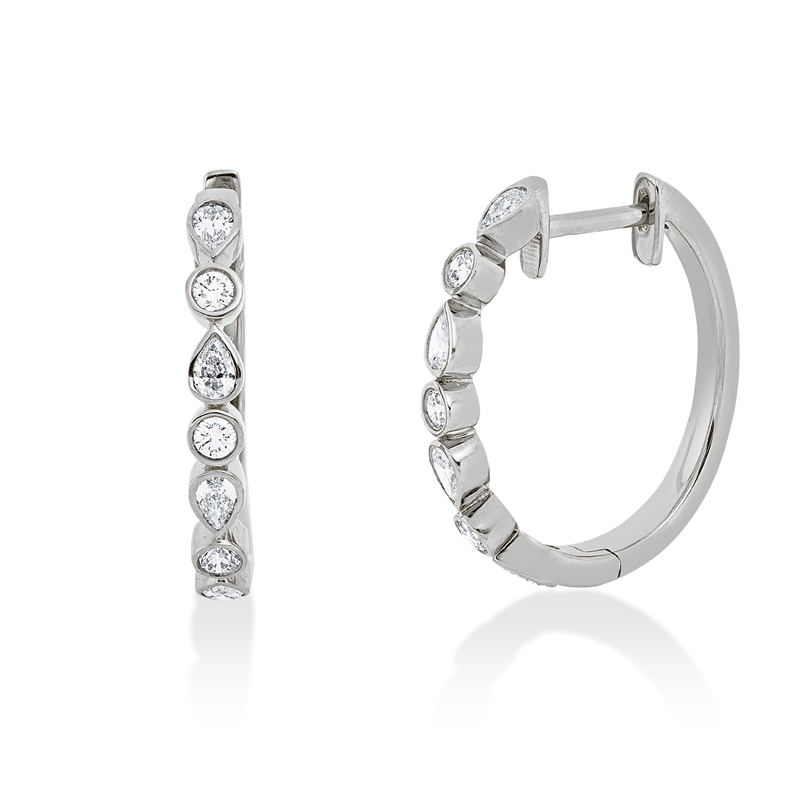 Creolen 18 kt WG, 8 Tropfen 0,43 ct, TW-si, 6 Brill. 0,21 ct, TW-si