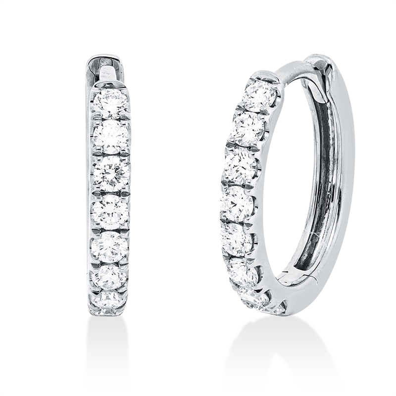 Creolen 18 kt WG, 16 Brill. 0,36 ct, TW-si