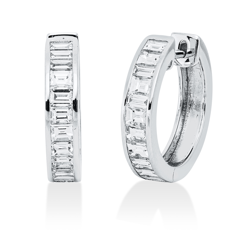 Creolen 18 kt WG, 23 Bag. 1,21 ct, TW-si