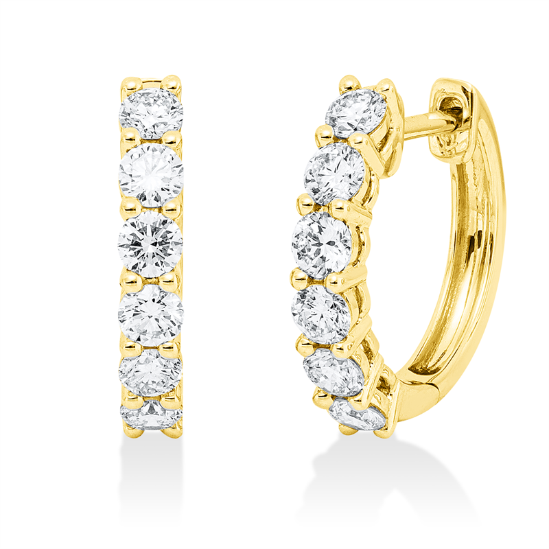 Creolen 18 kt GG, 12 Brill. 0,77 ct, TW-si