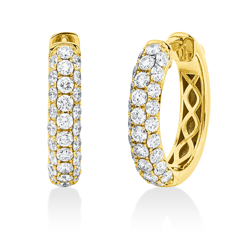 Creolen 18 kt GG, 20 Brill. 0,80 ct, TW-si, 36 Brill. 1,26 ct, TW-si