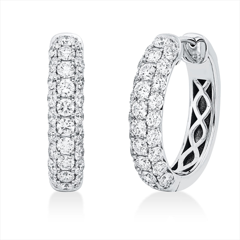 Creolen 18 kt WG, 20 Brill. 0,81 ct, TW-si, 36 Brill. 1,22 ct, TW-si