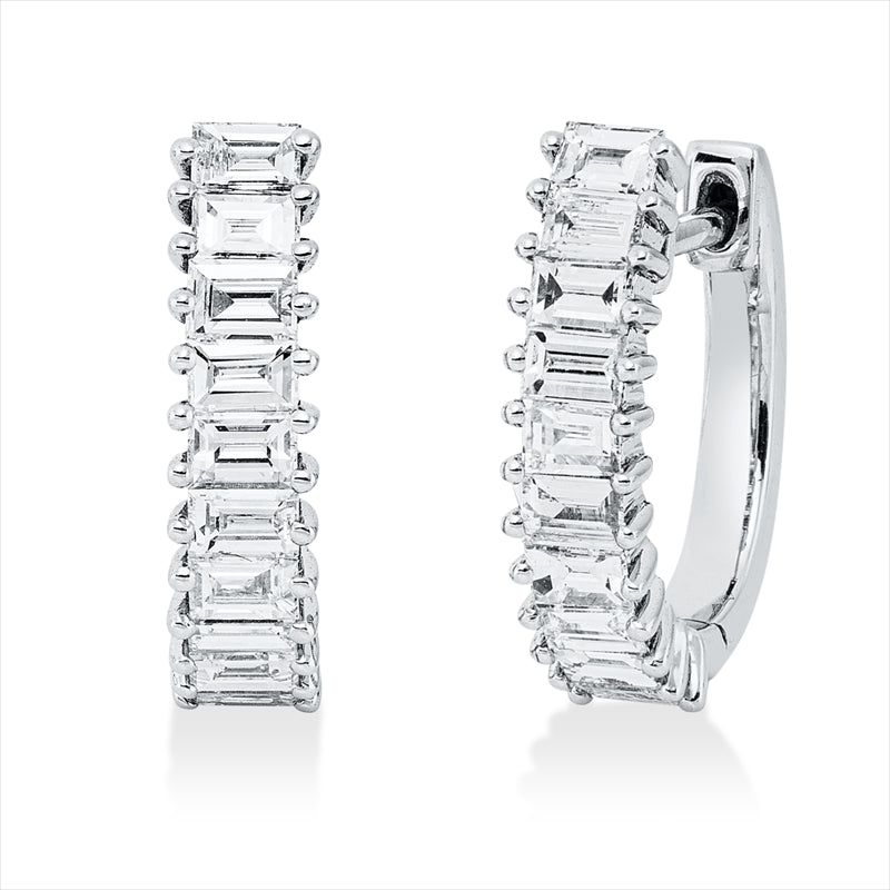 Creolen 18 kt WG, 20 Bag. 1,02 ct, TW-si