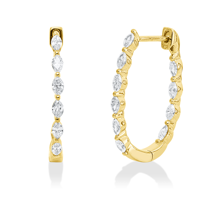 Creolen 18 kt GG, 20 Nav. 0,46 ct, TW-si