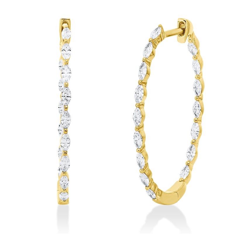 Creolen 18 kt GG, 32 Nav. 0,91 ct, TW-si