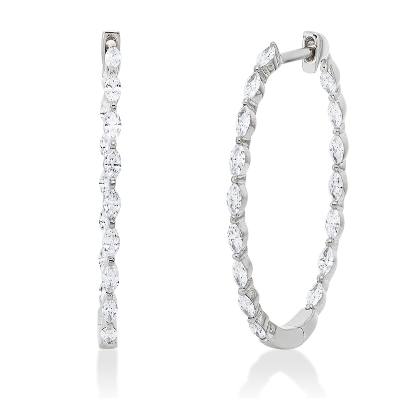 Creolen 18 kt WG, 32 Nav. 0,96 ct, TW-si