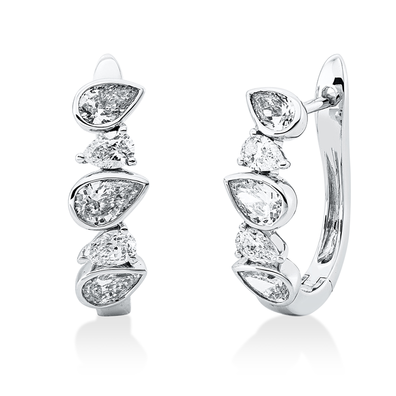 Creolen 18 kt WG, 10 Tropfen 1,22 ct, TW-si
