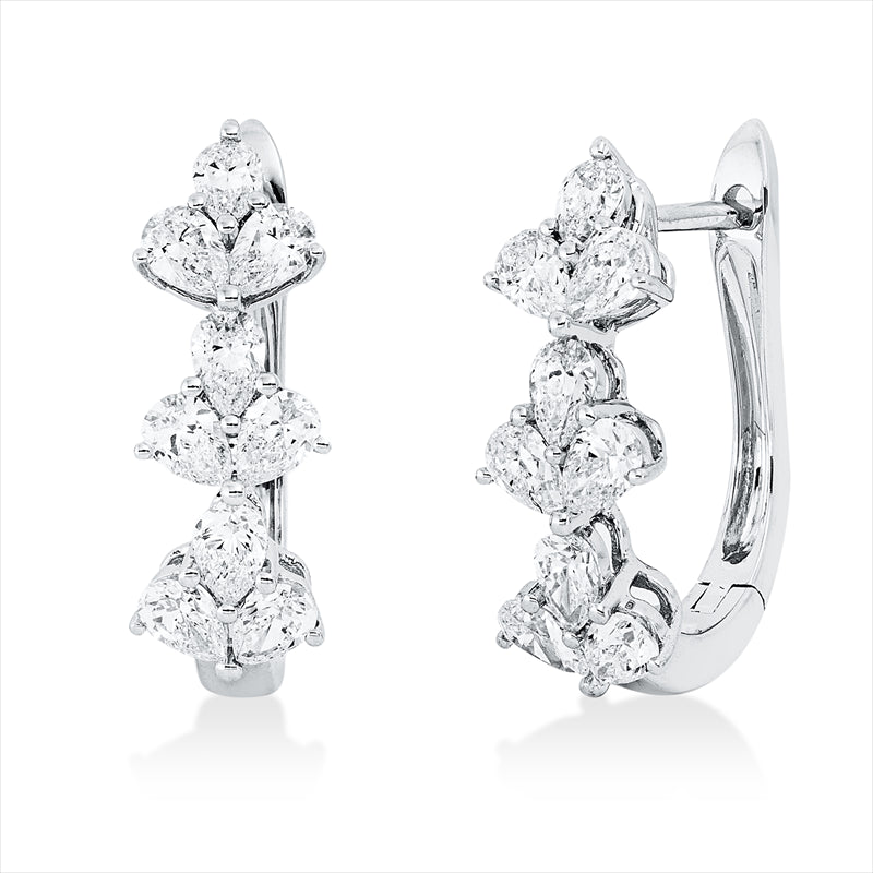 Creolen 18 kt WG, 18 Tropfen 1,44 ct, TW-si