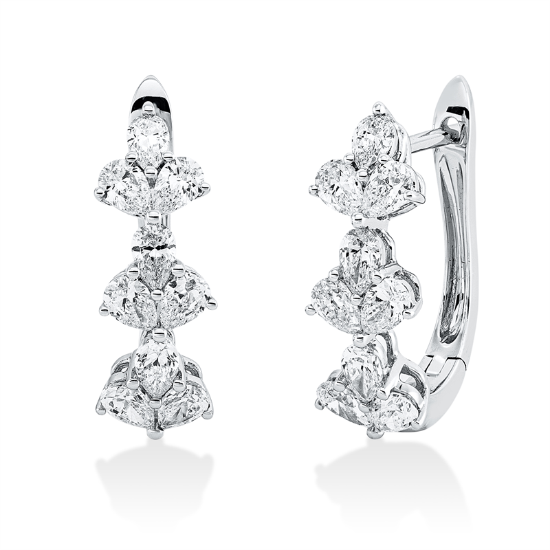 Creolen 18 kt WG, 18 Tropfen 1,44 ct, TW-si