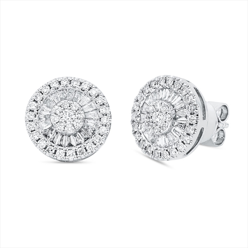 Ohrstecker 18 kt WG, 37 Trap. 0,30 ct, TW-si, 62 Brill. 0,38 ct, TW-si