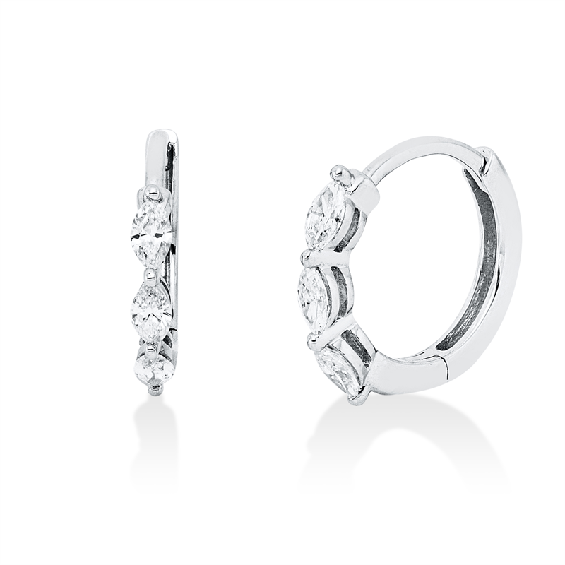 Creolen 18 kt WG, 6 Nav. 0,22 ct, TW-si