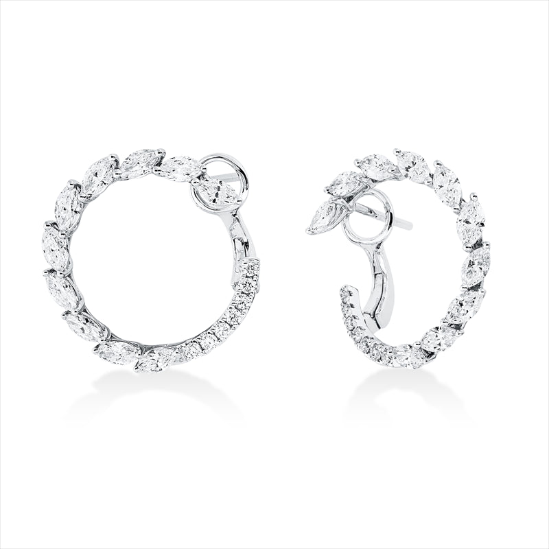 Creolen 18 kt WG, 20 Nav. 1,60 ct, TW-si, 14 Brill. 0,16 ct, TW-si